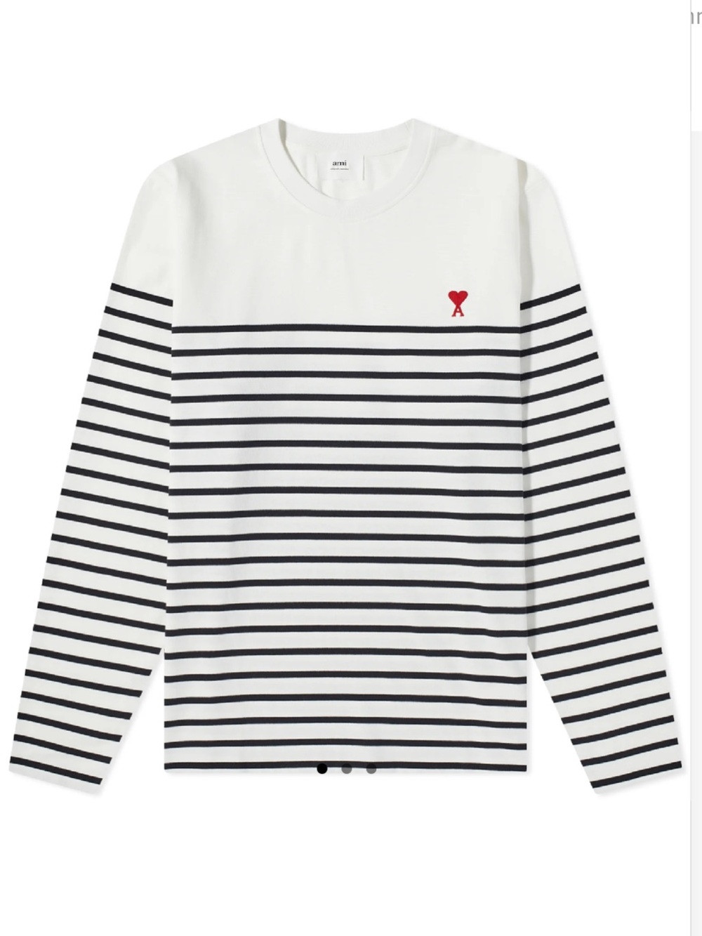 AMI Paris Ami de Cœur striped long-sleeve t-shirt in white and black♥️